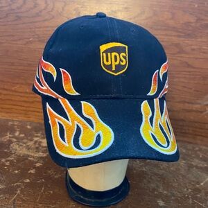 Nascar Black Hat with Yellow and Orange Flame Design